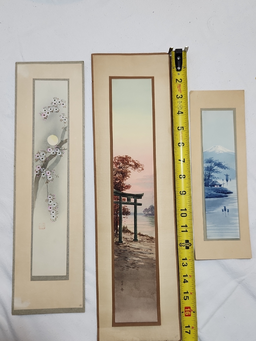 Set of 3 Japanese-Style  Vertical Watercolor Prints - Soft Pastel Palette